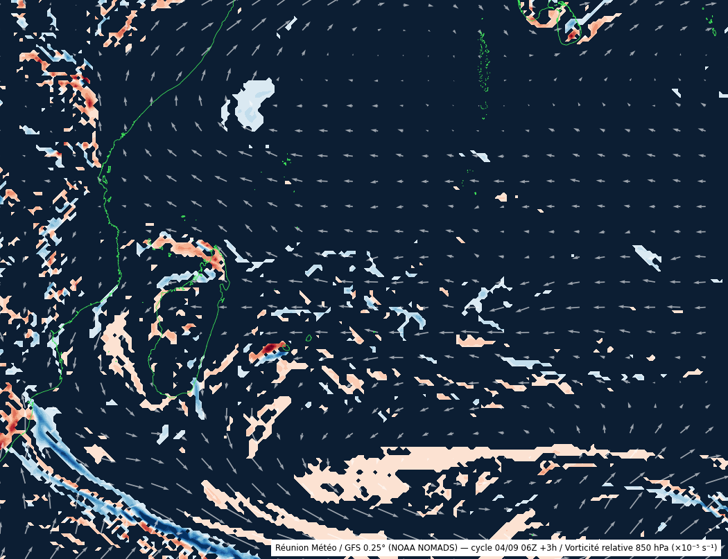 Vorticité 850 hPa (GFS, auto)